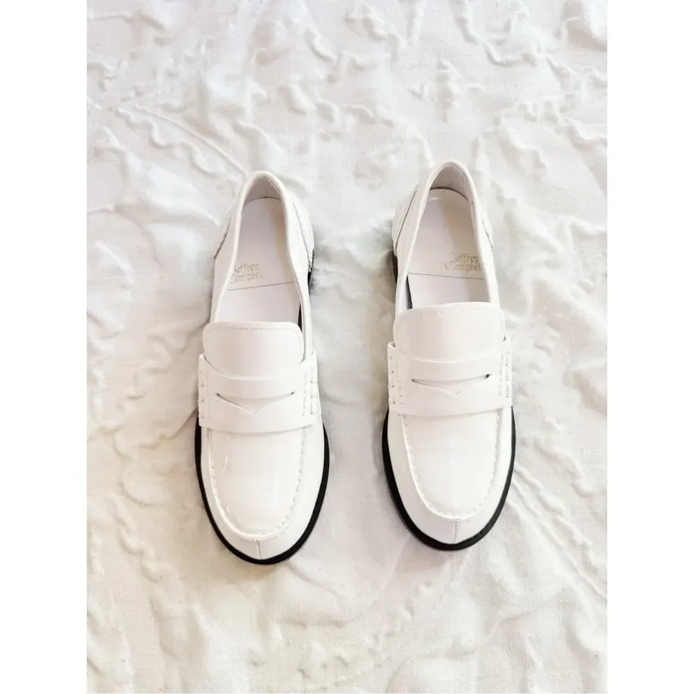 Jeffrey Campbell White Books Penny Loafer Size 5.5 New